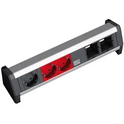 Bachmann, Steckdosenleiste, DESK 1 2x Custom Modul 1x Steckdose 2x Steckdose rot (902.012) (CEE 7/3)