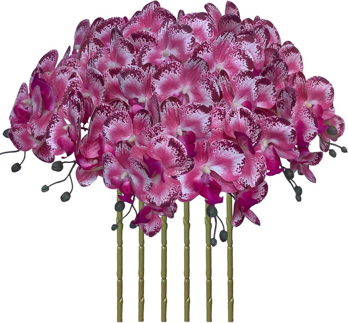 Roze Piebald Kunst Orchidee met Real Touch Zijden Bloemen, 80 cm Lengte