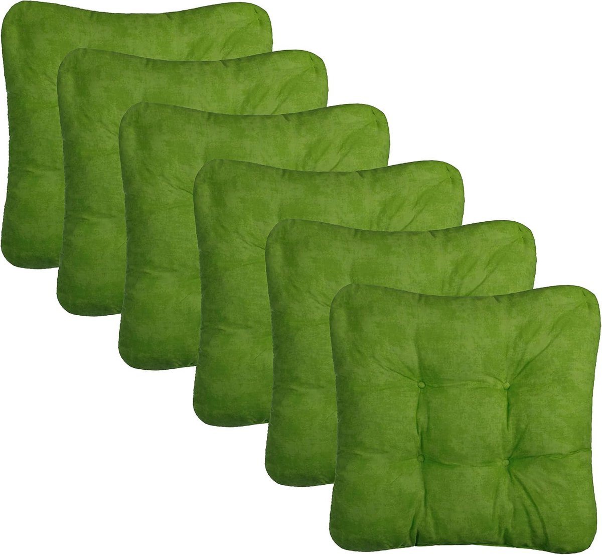 Set van 6 groene decoratieve zitkussens van polyester