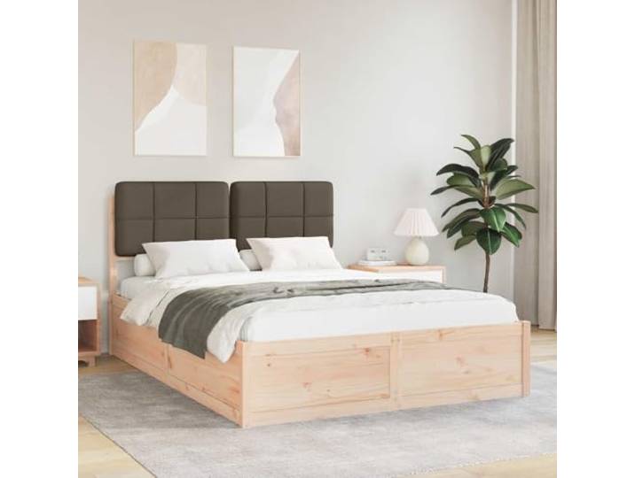 RJPLMFV Bettgestell, Kiefer, massiv, Taupe, 160 x 200 cm Abnehmbarer gepolsterter Kopf, waschbar, Lattenboden, einfache Montage, einfache Reinigung