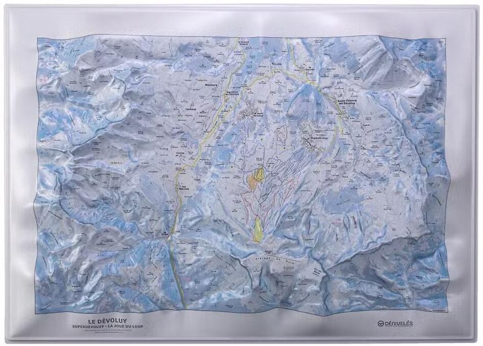 Deniveles  - Pack Carte 3D Le Devoluy + Cadre 50x70 cm - Carte 3D