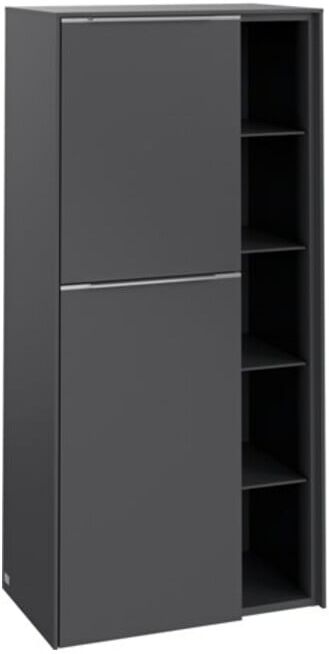 V&B; Mittelschrank Subway 3.0 57,4x120x36,2cm, porte gauche/grise alu brillant, graph. ; Villeroy & Boch (C59800VR)