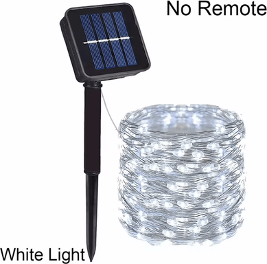 Inspire Curations 100M Solar Fairy String Lights With Remote Control white No Remote 7m 50led