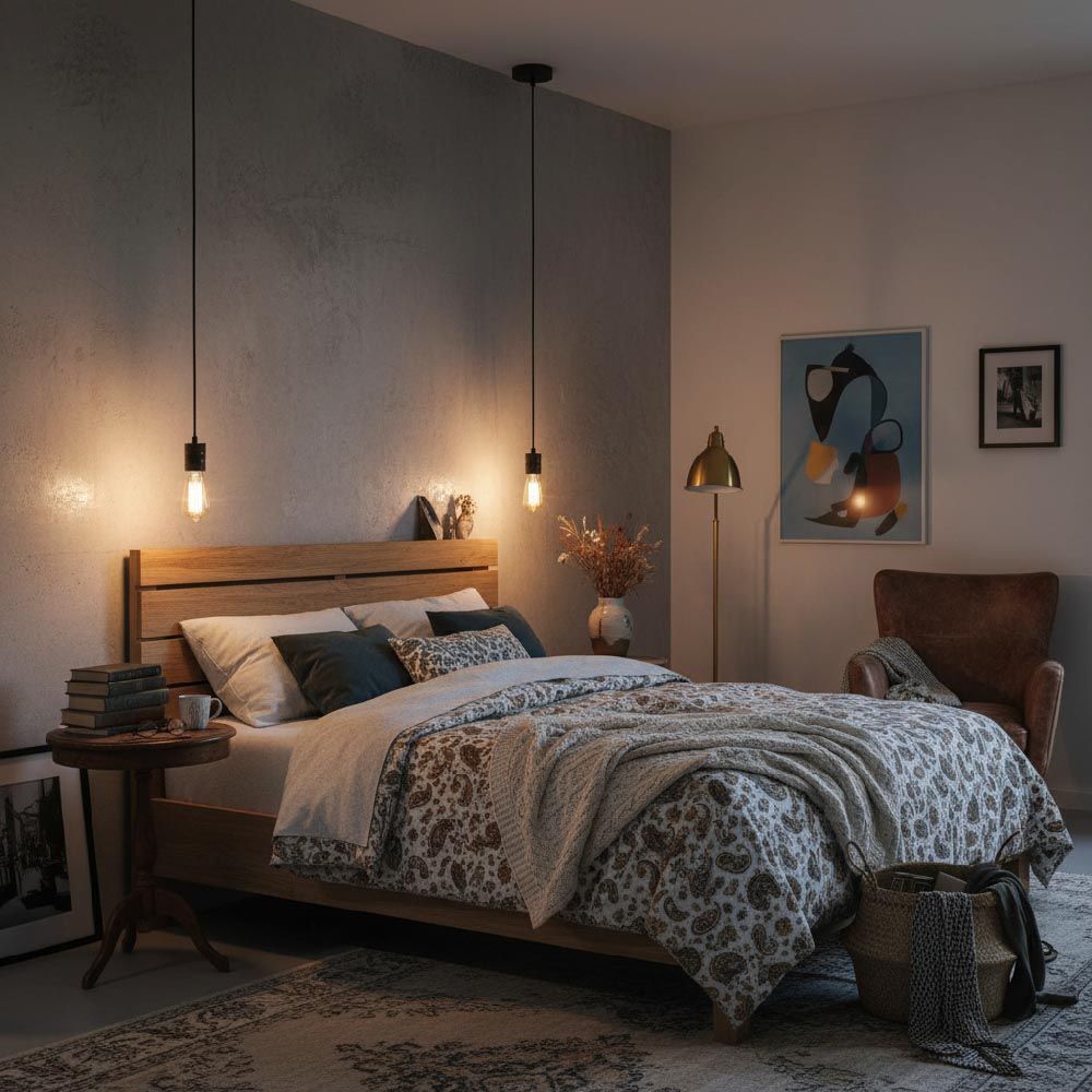 LUSENZ Pendelleuchte Lorena bronzo – E27-Fassung – Minimalistisches Design – Licht, das zu schweben scheint – IP20 für den Innenbereich