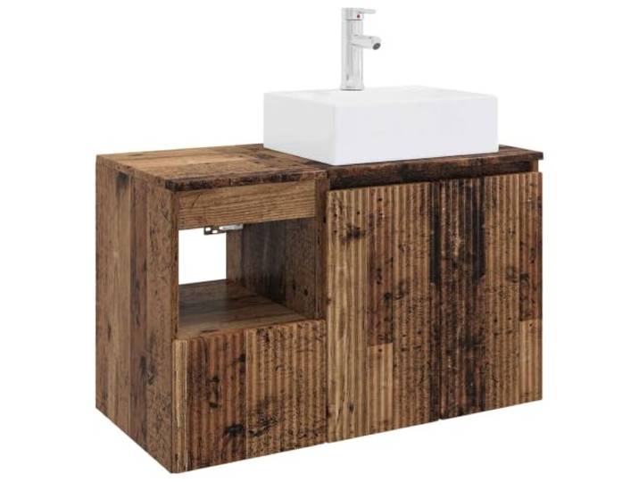 PUGYNBK Badezimmermöbel-Set, 2-teilig, aus Altholz Schminktisch, 49,5 x 41 x 79,5 cm, Schrank 30 x 41 x 50 cm, Wandmontage, feuchtigkeitsbeständig