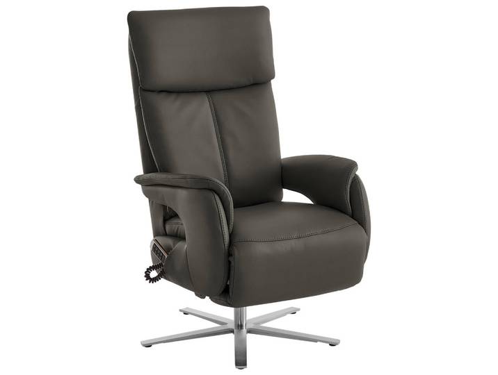 Cantus Relaxsessel, Grau, Metall, Echtleder, Nappaleder, Longlife-Leder, 70x124x85 cm, Fußauswahl, Lederauswahl, Stoffauswahl, Relaxfunktion, Herz-Waage-Funktion, Wohnzimmer, Sessel, Ledersessel