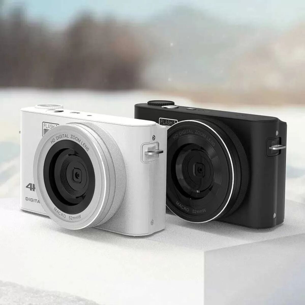 INF Weiße 4K Digitalkamera mit Touchscreen, MP3, 12MP und 4x Digitalzoom