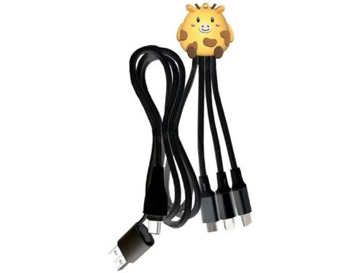 Yello Koko - Câble De Charge Usb-A+C Vers Usb-C/Micro/Light 1m Girafe