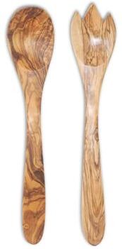 BeldiNest Handmade Olive Wood Utensil Set of 2 Salad Server (Spoon and Spork)