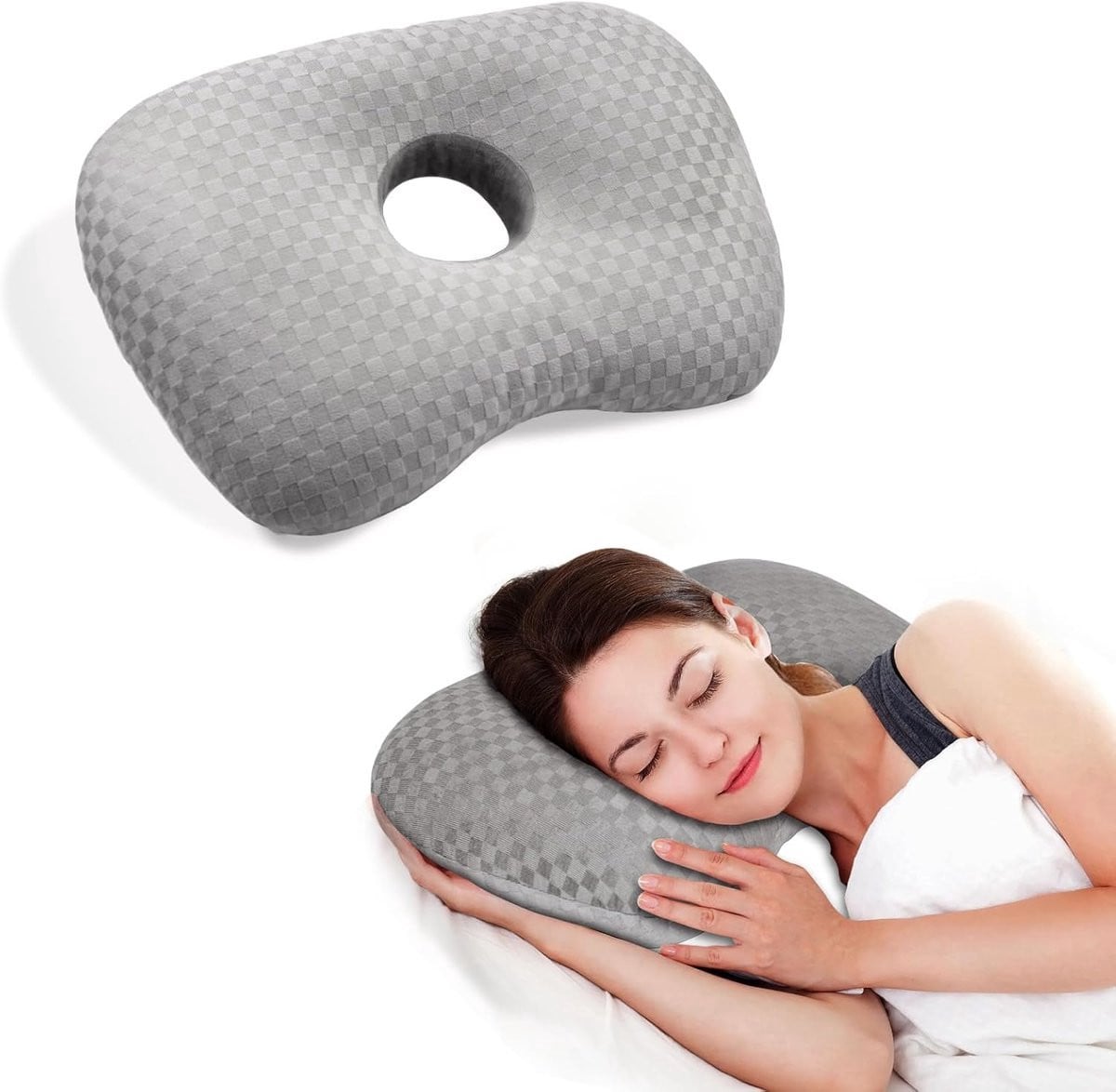 Orthopedisch Oorkussen voor Zijslapers - Donut Kussen voor Piercing Verzorging en Verlichting van Oorpijn