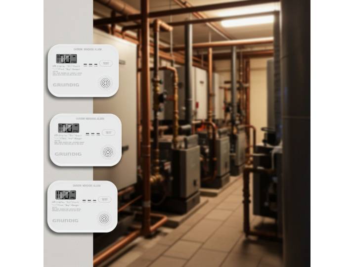 3er-Set Kohlenmonoxid-Melder mit LCD-Display