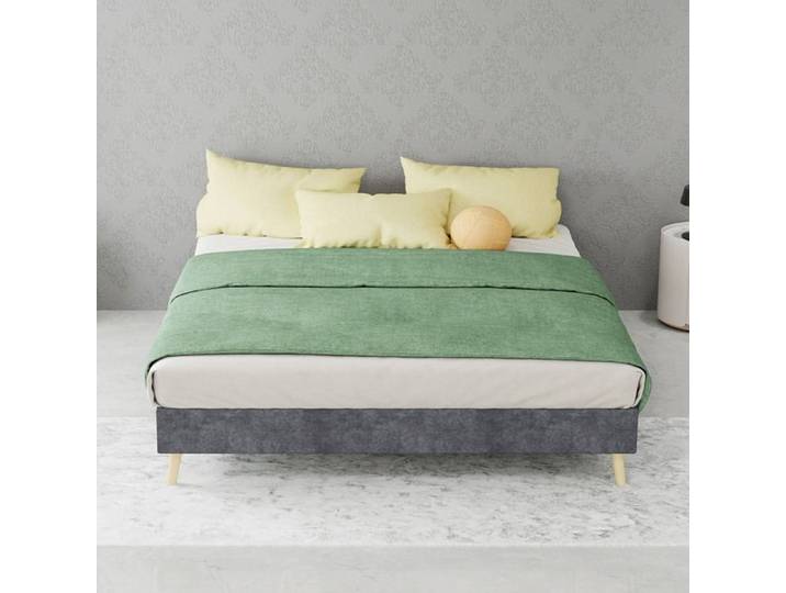 Cadre de lit minimaliste moderne Meubles de chambre de style moderne Boîte basse Velours hollandais 140*200CM Gris