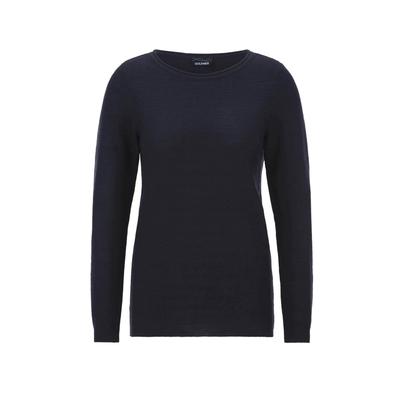 Rundhalspullover GOLDNER "Kurzgröße Strickpullover mit U-Boot-Ausschnitt", Damen, Gr. 22, blau (marine), Obermaterial: 70% Polyacryl PAN. 30% Schurwolle WV., figurumspielend, U-Boot-Ausschnitt, Gerade, Pullover Rundhalspullover, rollbündchen am...
