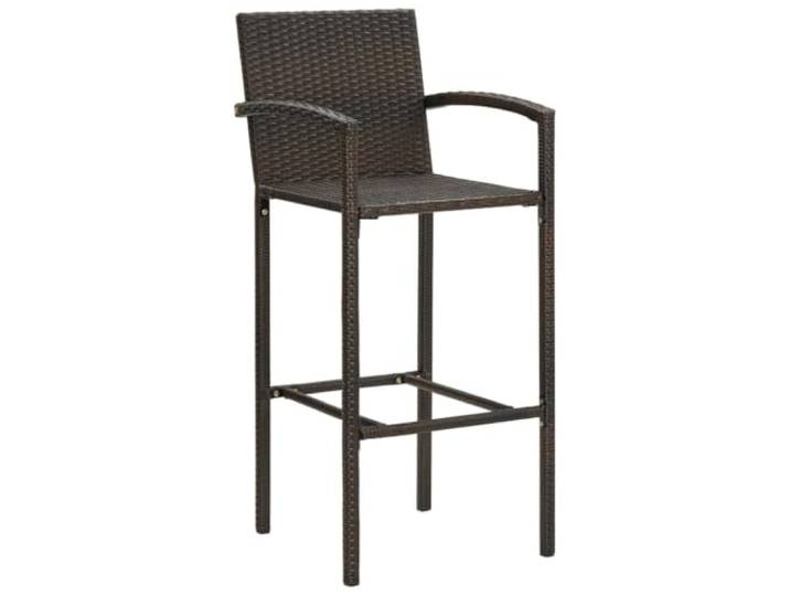 GFEROMRF Barhocker 4 STK. Braun Poly Rattan Wetterbeständig, Pulverbeschichtetes Stahlgestell, Fußstütze, 110 kg Belastbar