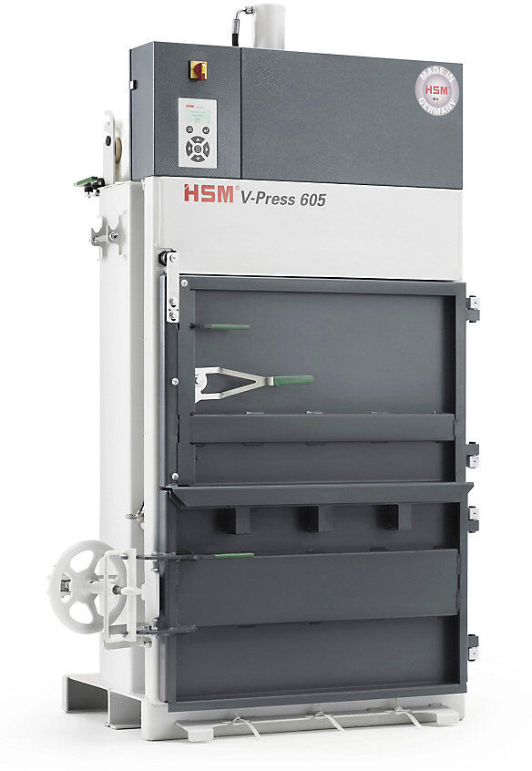Vertikale Ballenpresse, Doppeltür, Handrad-Türverschluss, Presskraft 57 kN, 230 V HSM