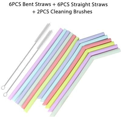 Uplift Picks Reusable Colorful Silicone Straws Heat Resistant Bubble Tea Cup Accessories 14 Pcs (mix)