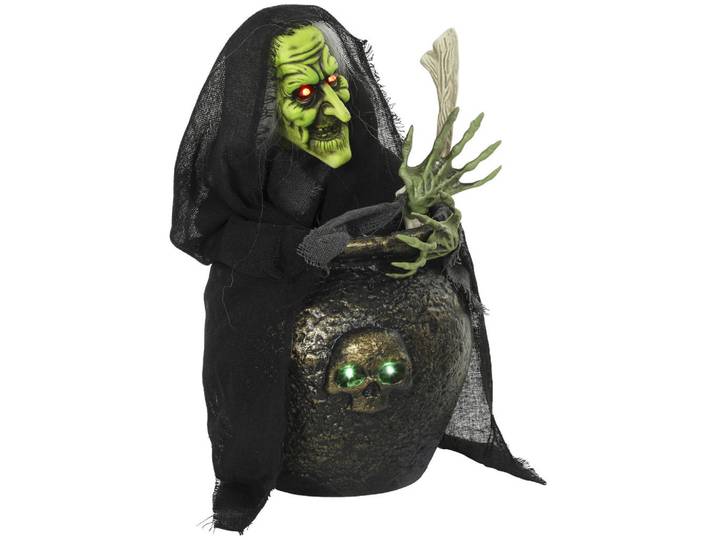 Homcom Animierte-Halloween-Dekoration Metall Polyester Schwarz, Kunststoff, 27x47x28 cm, Dekoration