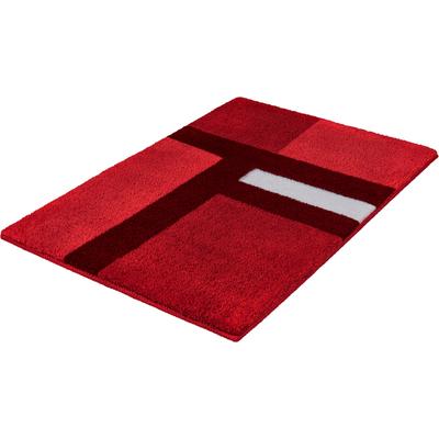 Badematte KLEINE WOLKE "»Ariana«, Badvorleger, Badezimmer Teppich", rot (rubin), H:20mm, Polyester, Badematten, Badematte, Geometrisches Design mit kontrastierendem Mittelstreifen
