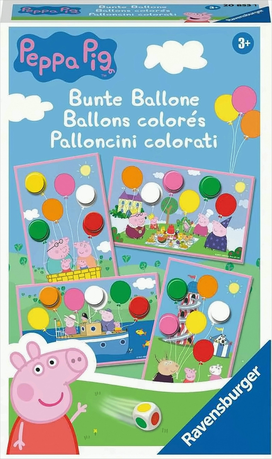 Ravensburger Reisspel Peppa Pig Kleurendobbelspel met kleurrijke ballonnen voor kinderen vanaf 6 jaar
