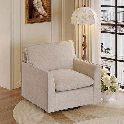 Loedds 360-Degree Chenille Swivel Accent Chair with Poplar Frame and Metal Base