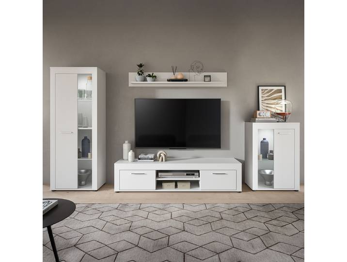 Ensemble mural Jam - 4 élém. Commode Panneau aggloméré, enduit Blanc/Blanc 310 x 169 x 35cm