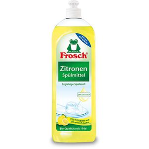 Frosch Spülmittel Zitrone, Bio-Qualität, mikroplastikfrei, biologisch abbaubar, ergiebige Spülkraft, Flasche, 750 ml