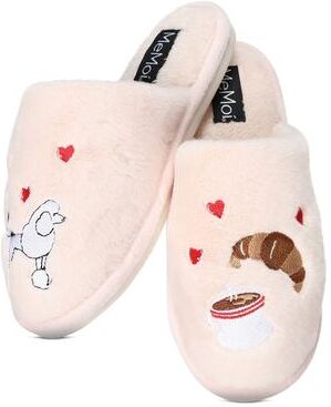 Women's Women's I Love Paris Plush Slippers by MeMoi in Pale Blush (Size M)