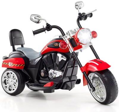 Costway 6V Powered Toddler 3-Wheel Motorbike Ride On Toy with Horn and Headlight-Black & Red