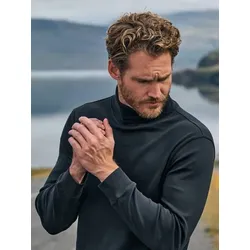engbers Herren Langarmshirt mit Rollkragen Schwarz regular uni Rollkragen - M
