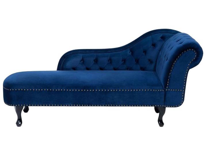 Chaise longue côté droit velours bleu marine