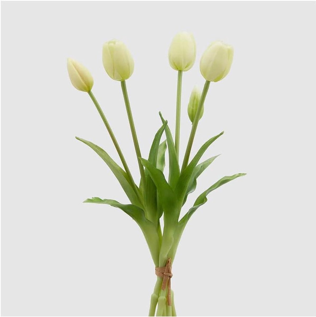 Kunsttulpen Boeket Ivoor - Kunstbloemen van Gummie Materiaal - Hoogte: 40 cm