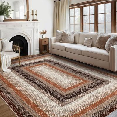 Garvee Farmhouse Braided Printed Washable Rug