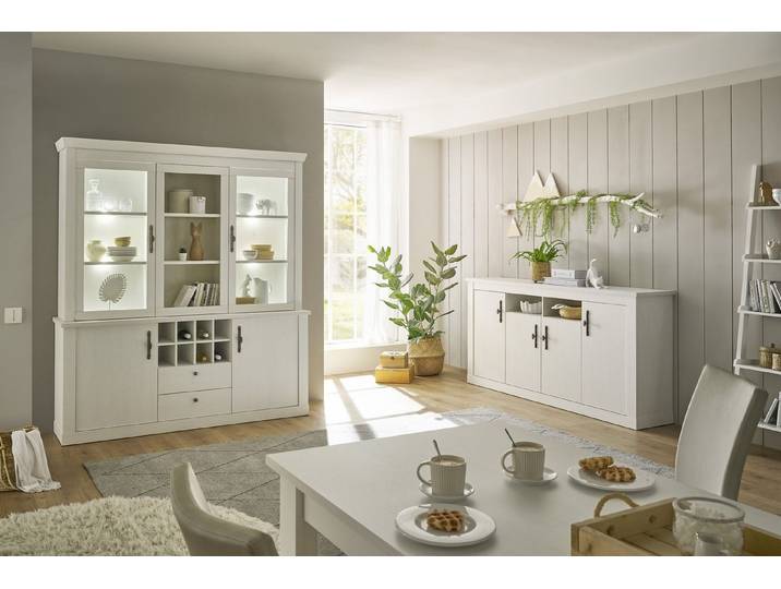 Beauty.Scouts Esszimmer-Set Kombination 2er Set Hygge , Korpus/Front: Pinie Weiß Dekor, Esszimmer