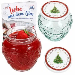 2er Set Frutta Vaso Marmeladenglas 580ml mit Weihnachtstraum Deckel TO82 Heft