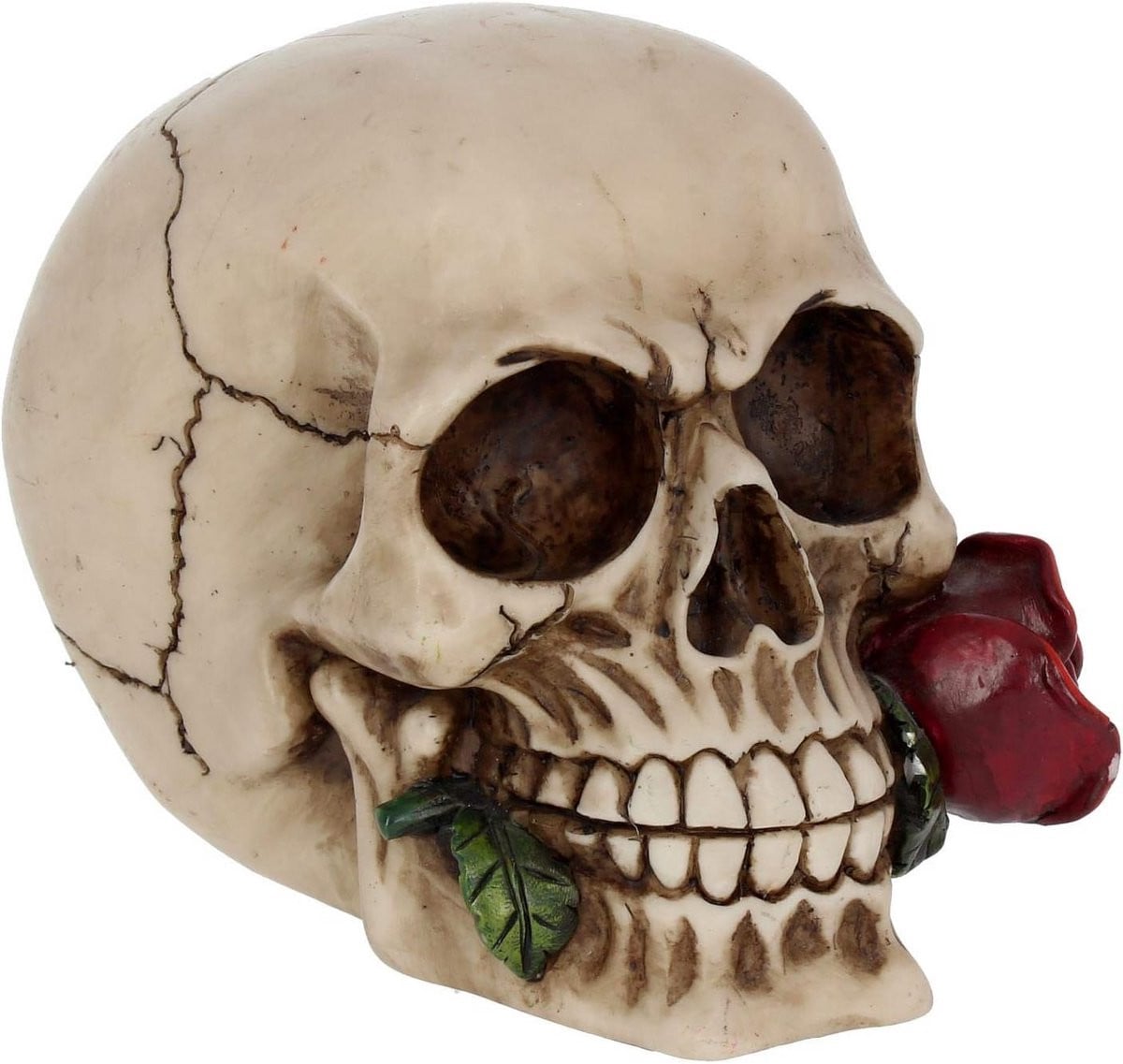Decoratieve Schedel Figuur Rose From the Dead - Ivory - Hoogte: 13,5 cm
