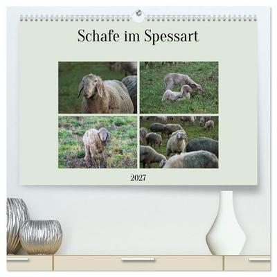 Schafe im Spessart (hochwertiger Premium Wandkalender 2027 DIN A2 quer), Kunstdruck in Hochglanz