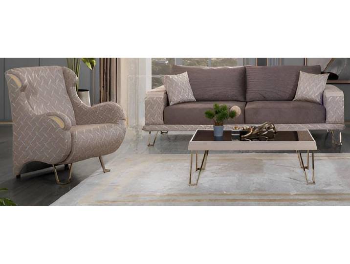 JVmoebel Polstergarnitur Sofa-Set Minimalistischer Stil Holzrahmen Glatte Ecken Modernes Design, (3-tlg)