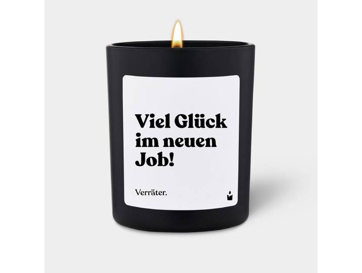 Duftkerze Schwarz Woody Viel Glück im neuen Job! Verräter.