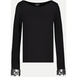 Langarmshirt mit Spitzenborte Schwarz 34