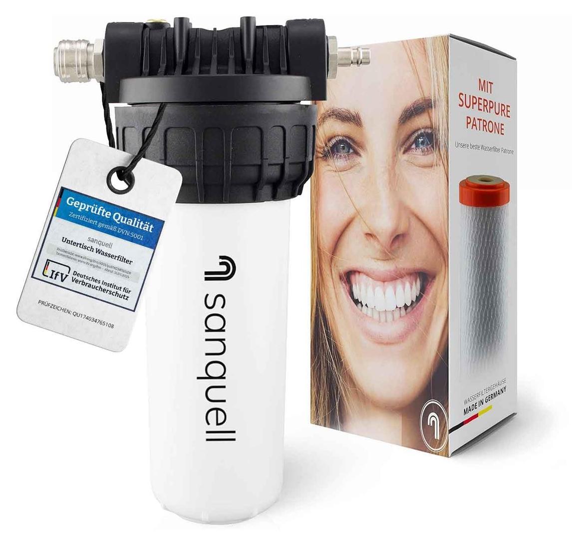 Wasserfilter unter der Spüle - Tischfilter - 8 Liter pro Minute - Aktivkohle und Ultrafiltration - Hergestellt in Deutschland