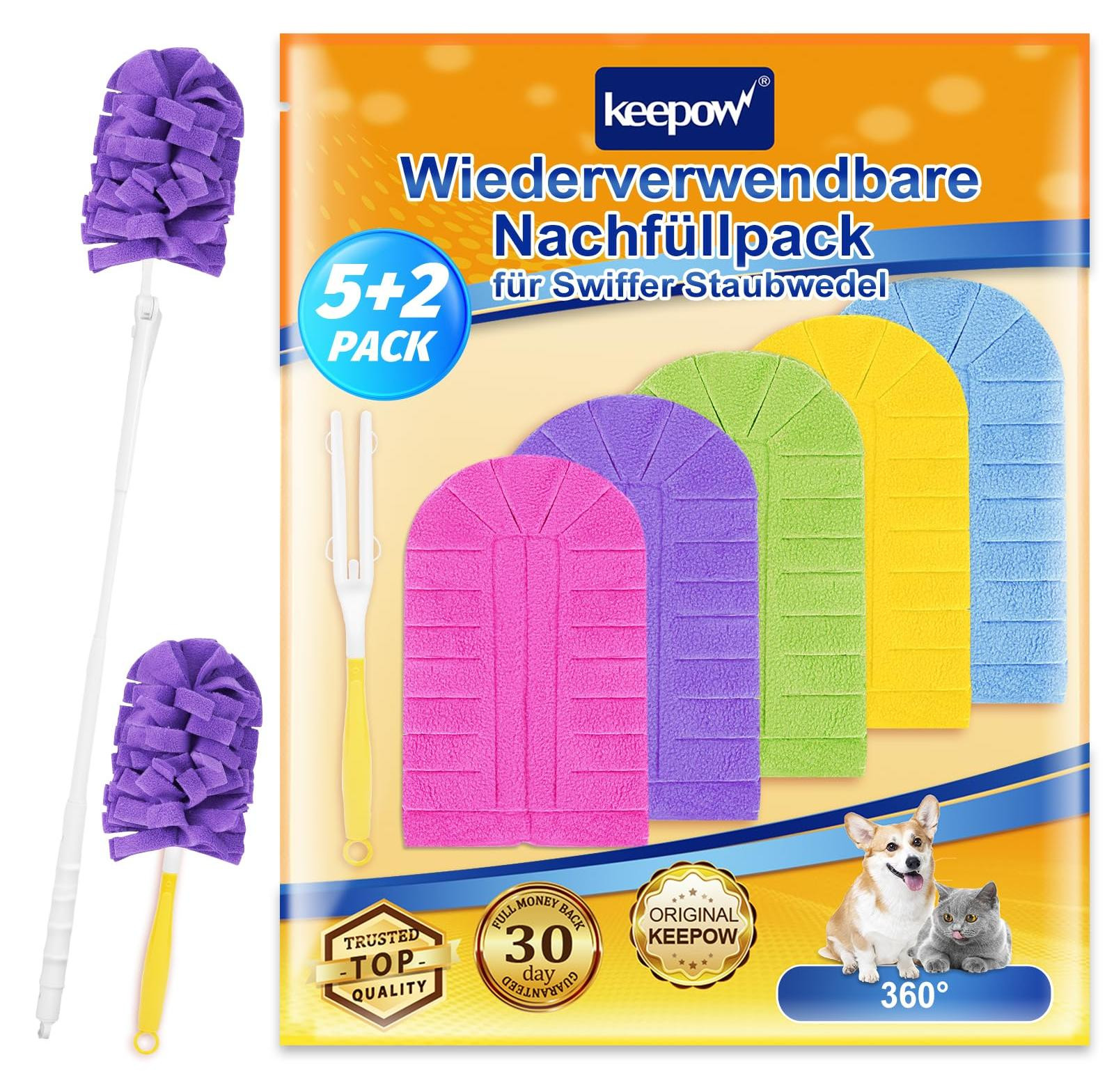 Dripio Set van 5 Wasbare Stofdoeken voor Swiffer met 2 Handgrepen