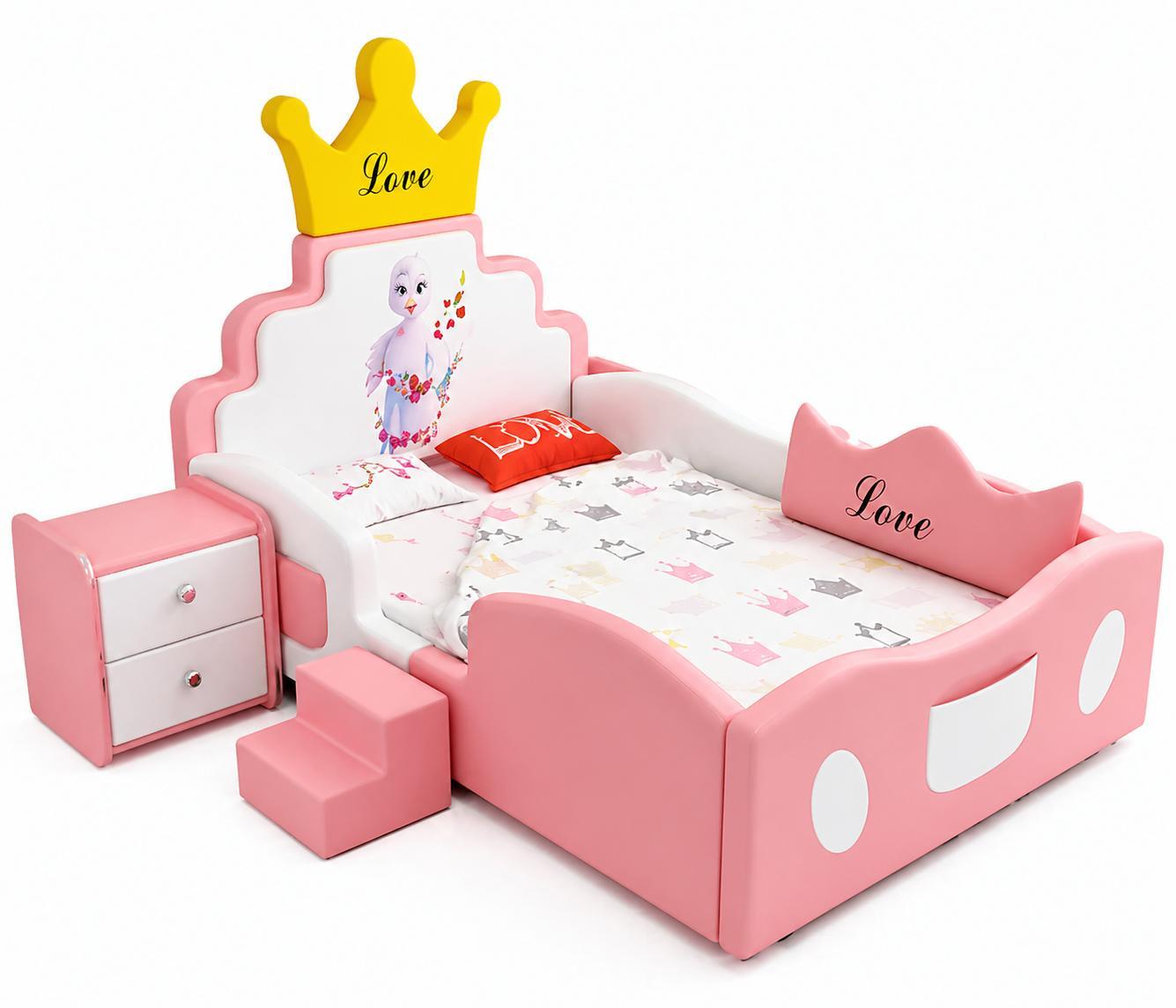Rosa Prinzessinnen-Kinderbett mit Treppe für Mädchen Kinderbetten