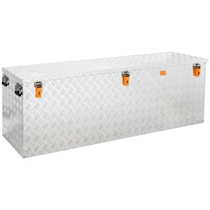 ALUBOX-Alukiste Fahrzeugbox ABX-R620P, Aluminium Riffelblech, 620 l, spritzwassergeschützt & abschließbar, 180 x 65 x 60 cm
