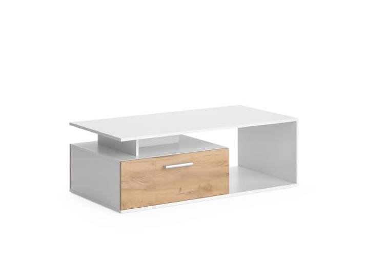 Vicco Couchtisch Roland , Weiß/Goldkraft Eiche 118 x 59 cm mit Ablagefläche zur Aufbewahrung von Zeitschriften