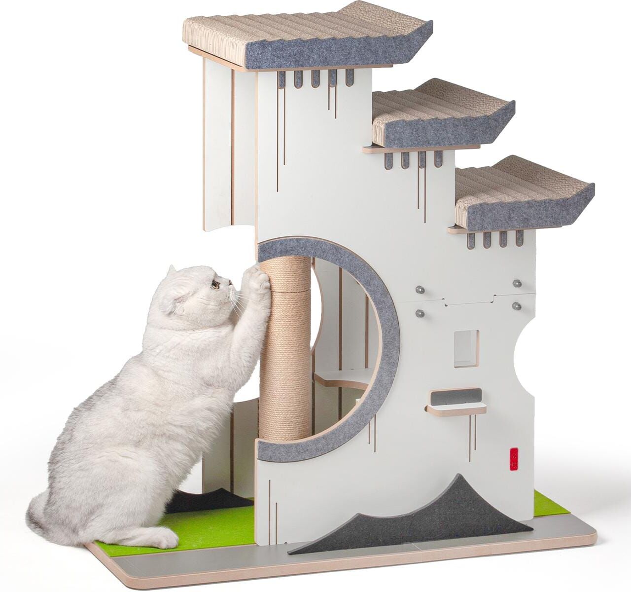Kratzbaum "CanadianCat Château Tatzberg", weiss (bunt), B:38cm H:90cm T:89cm, Sisal, Kratzbäume, Kratzbaum bunt B/H/T: 38cm x 90cm x 89cm
