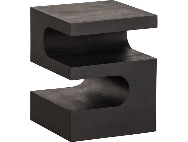 WOOOD Toma Bijzettafel - Mangohout - Zwart - 50x40x40