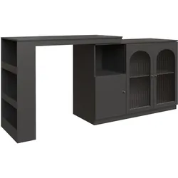 BARSCHRANK 360° drehbar & schwarz mit glastüren & flexiblem bartisch