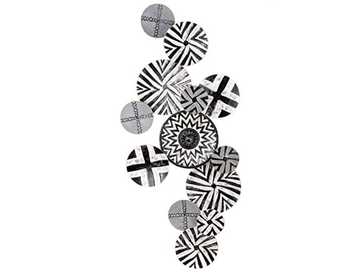 Casablanca Soulage mural moderne XXL en métal – Cercle décoration murale noir et blanc – 60 x 132 cm