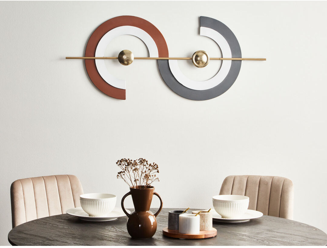 Fairmont Park FARO Handmade Abstract Iron Wall Decor White;Brown;Gold;Gray 42cm H X 99cm W