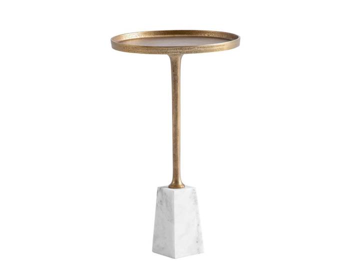 Livetastic Beistelltisch, Weiß, Gold, Metall, rund, Sockel, 34x58x34 cm, einfacher Aufbau, Wohnzimmer, Wohnzimmertische, Beistelltische, Beistelltische Metall
